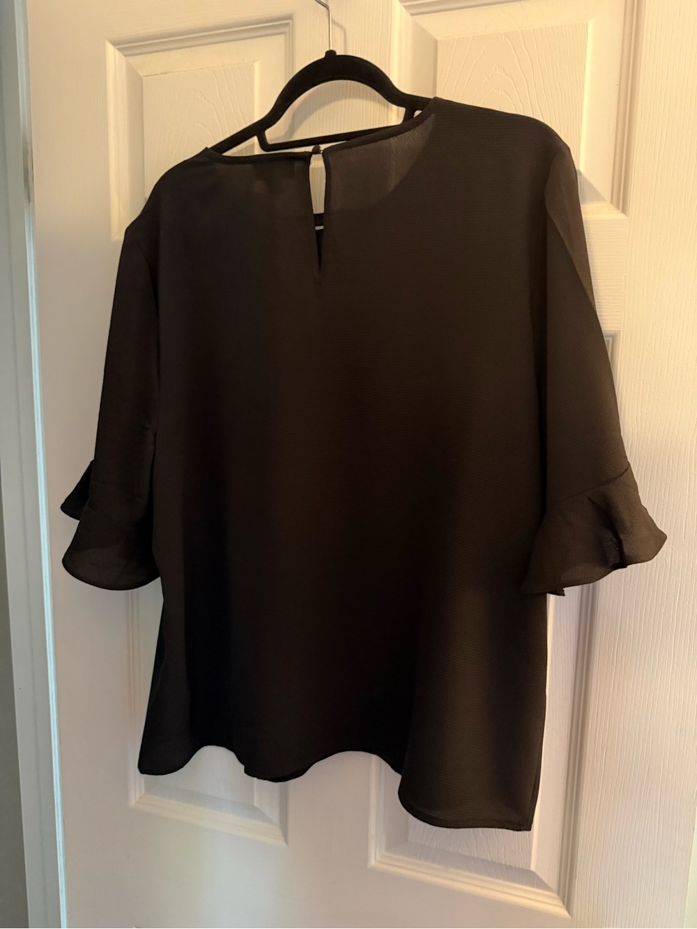 CeCe Black Ruffle-Sleeve Blouse - Picture 2 of 5